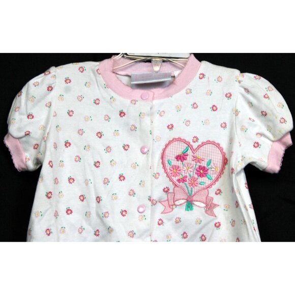 First Impressions Spring Summer Baby 2pc Outfit Girls 12M Pink Flower Hearts - Picture 3 of 10
